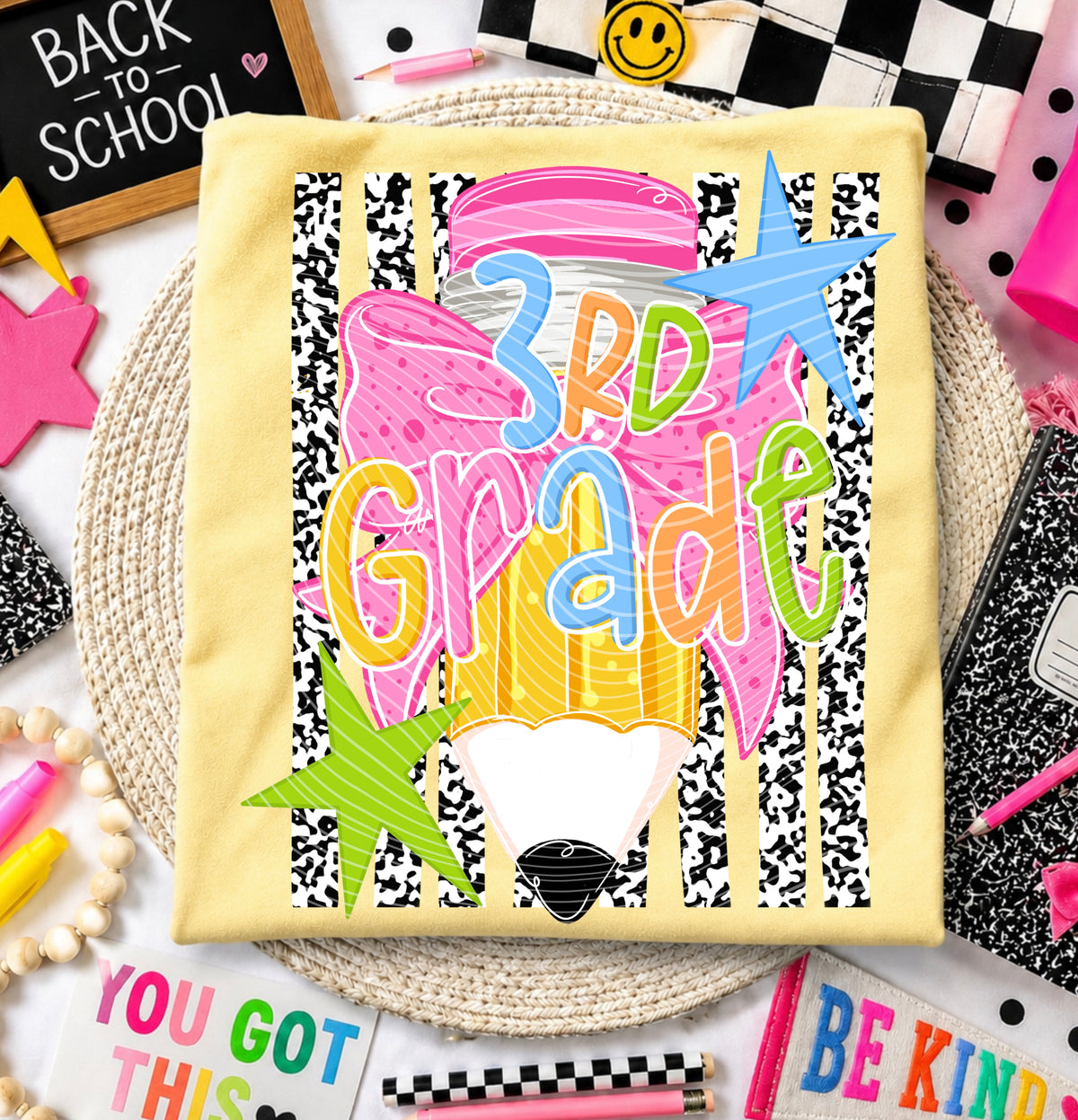 3rd grade composition book stripes (AG) DTF Transfer