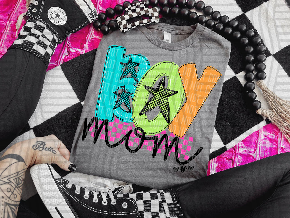 Boy mom checkmate starburst (Caplinger) DTF Transfer