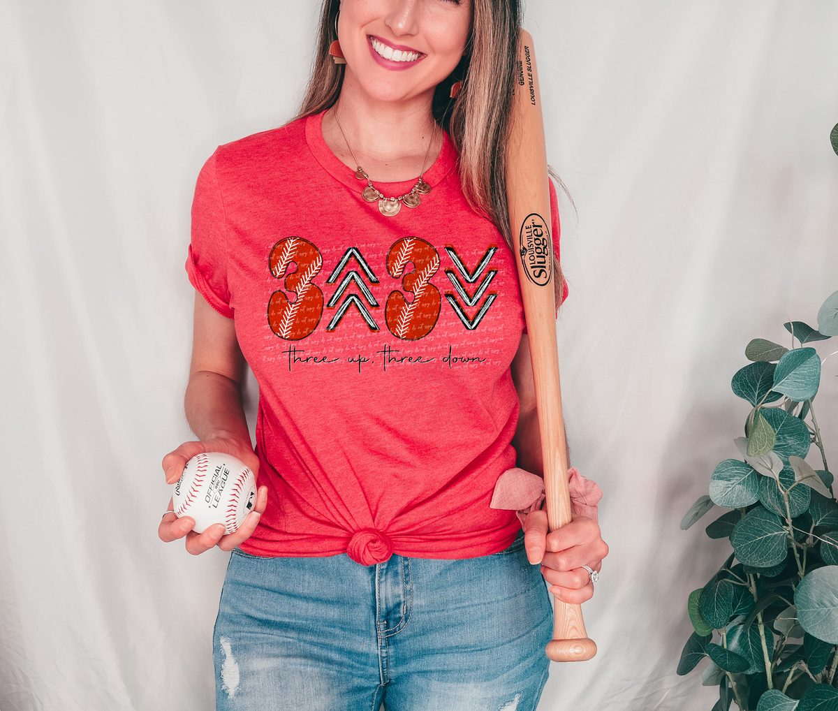 Three Up Three Down Red Black 81857 DTF Transfer