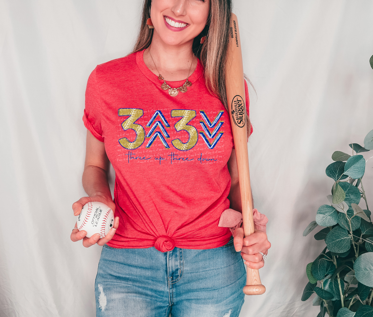 Three Up Three Down Blue Gold 81853 DTF Transfer