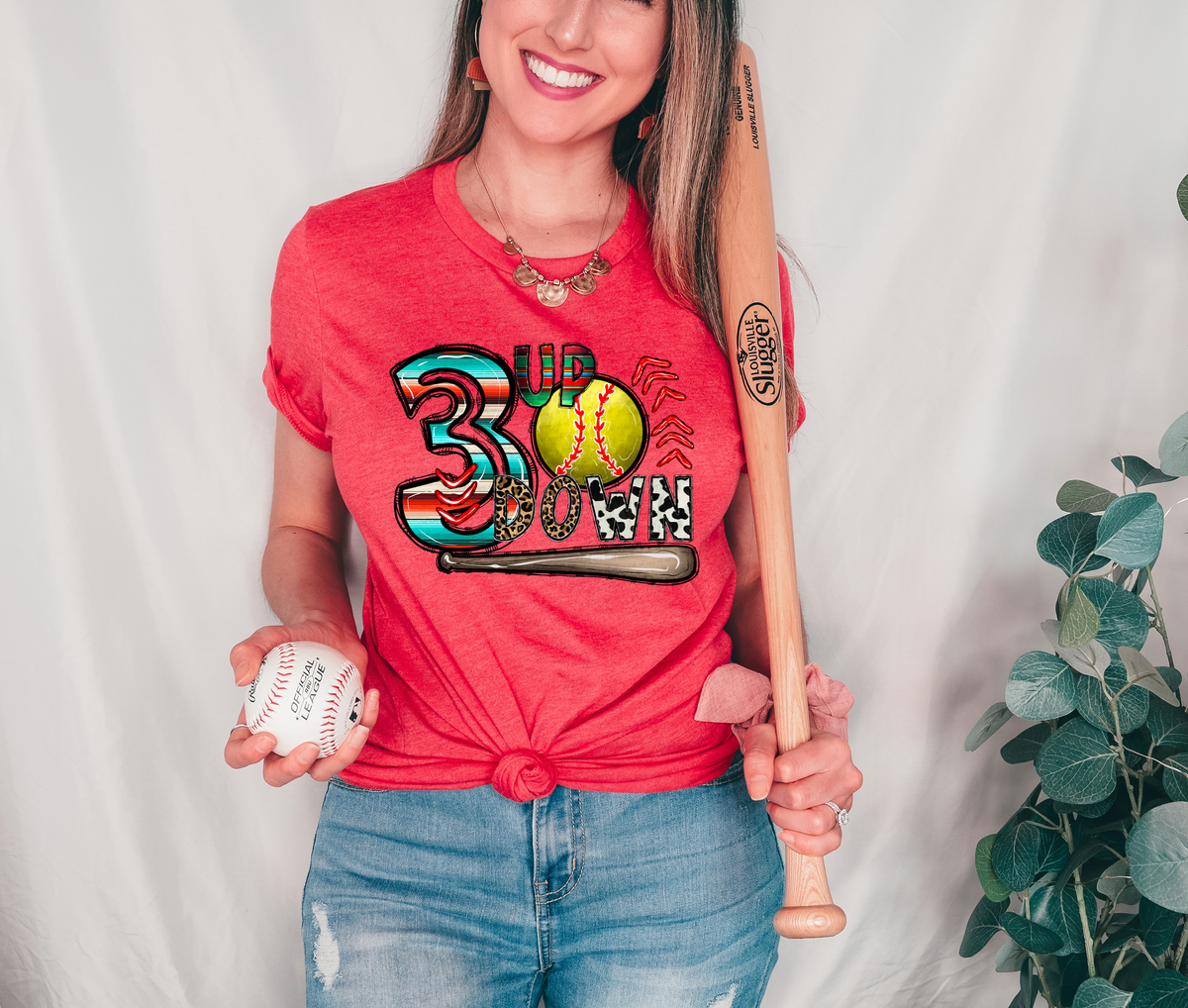 3 Up 3 Down Baseball with Baseball Bath 116182 DTF Transfer