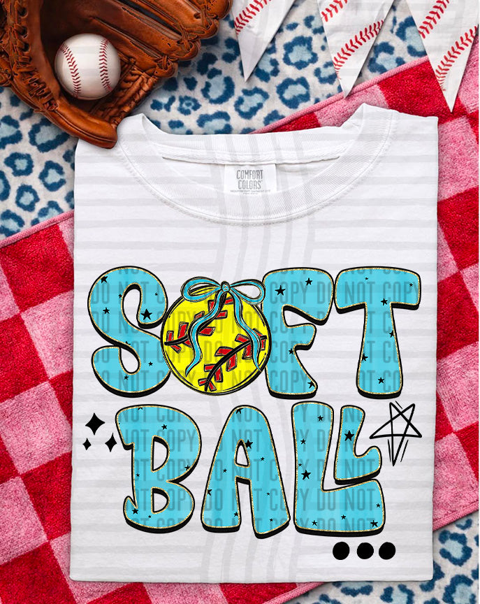 Softball Bright Blue (Caplinger) DTF Transfer