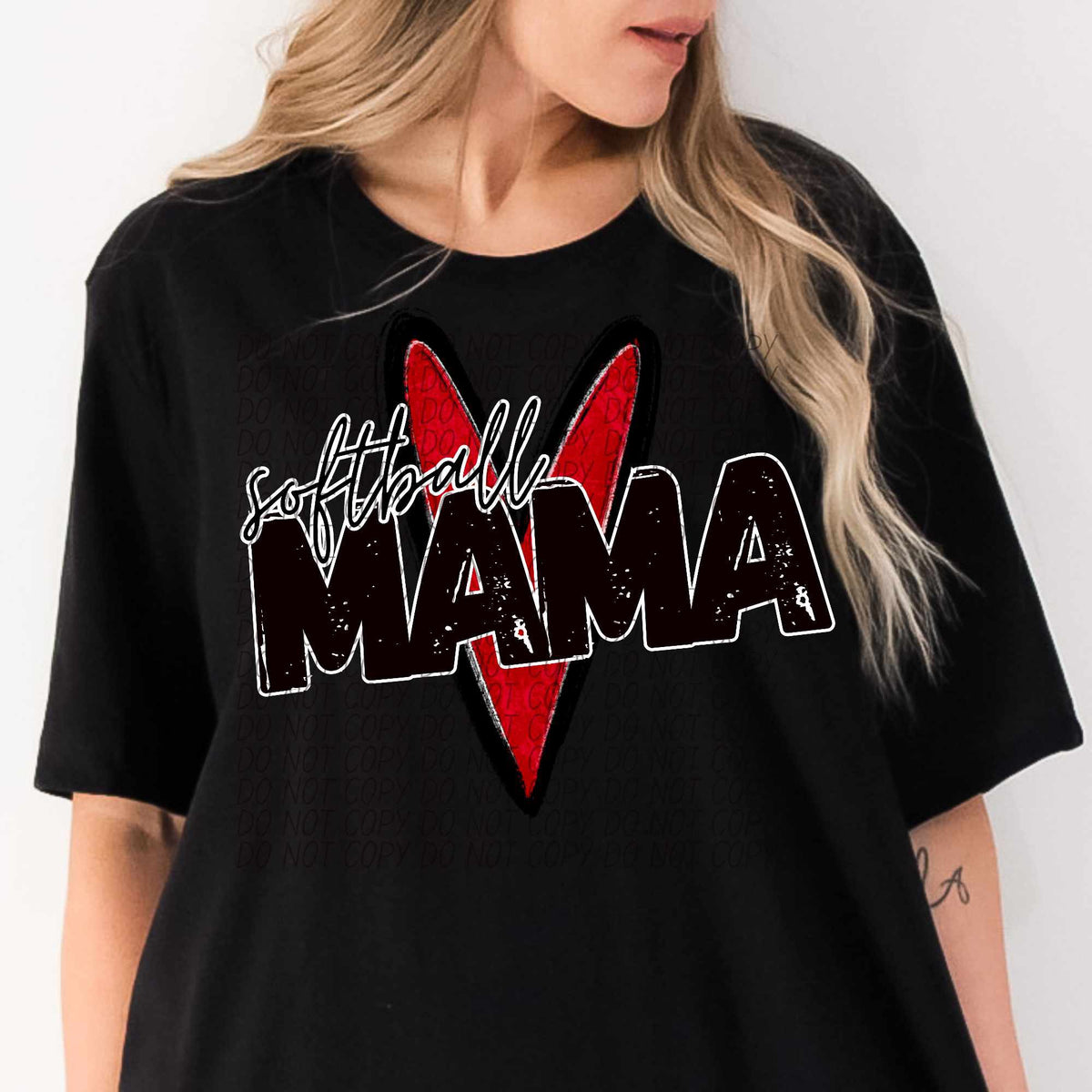 Softball mama red heart (CITY) 84981 DTF transfer