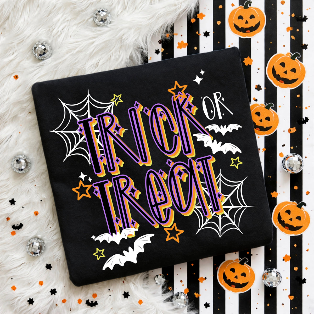 Trick or treat (purple orange green) (white) (CSC) DTF Transfer