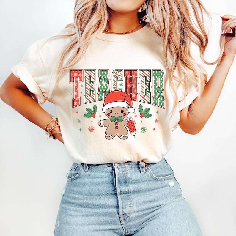 Teacher with gingerbread man 62218 DTF transfer