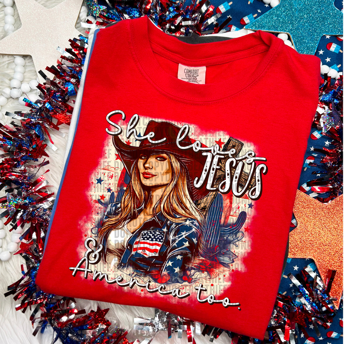 She loves Jesus & America too 103716 DTF transfer