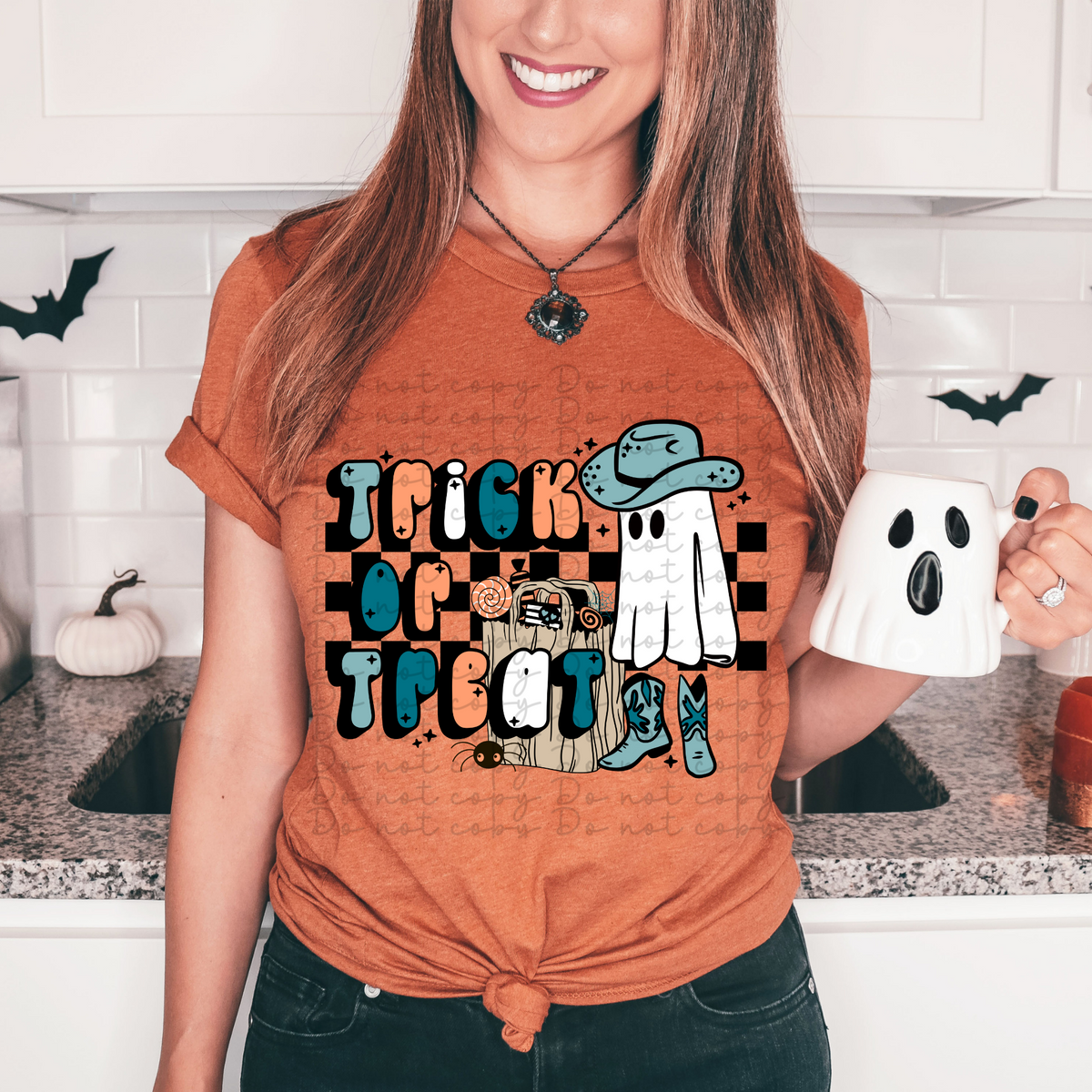 Trick or treat ghost blue 4077 DTF TRANSFER