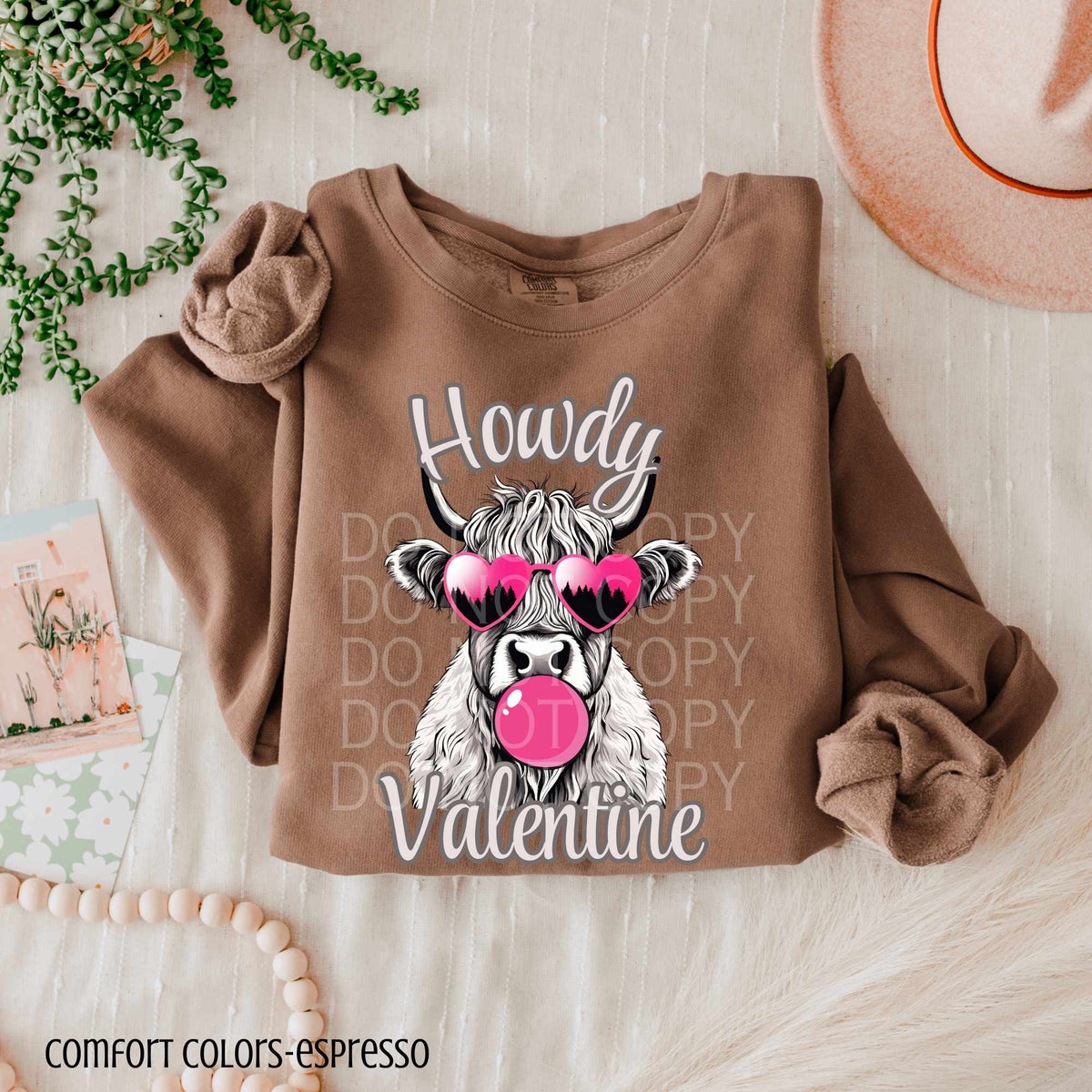 Howdy valentine cow with pink glasses (CSG) 80142 DTF transfer