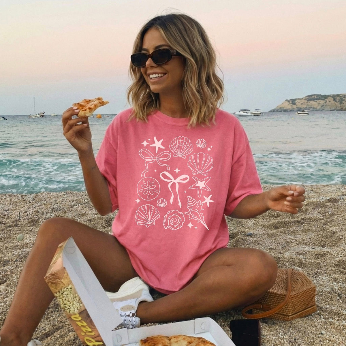 Sea shells and bows (light pink) (CSC) DTF Transfer