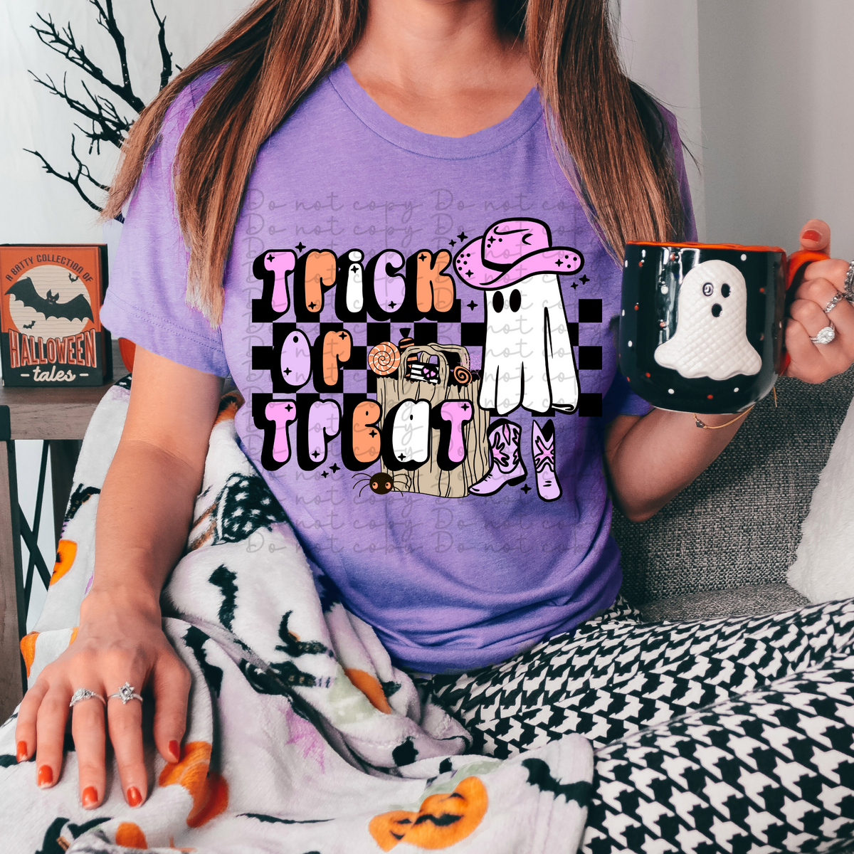 Trick or treat ghost pink 4081 DTF TRANSFER