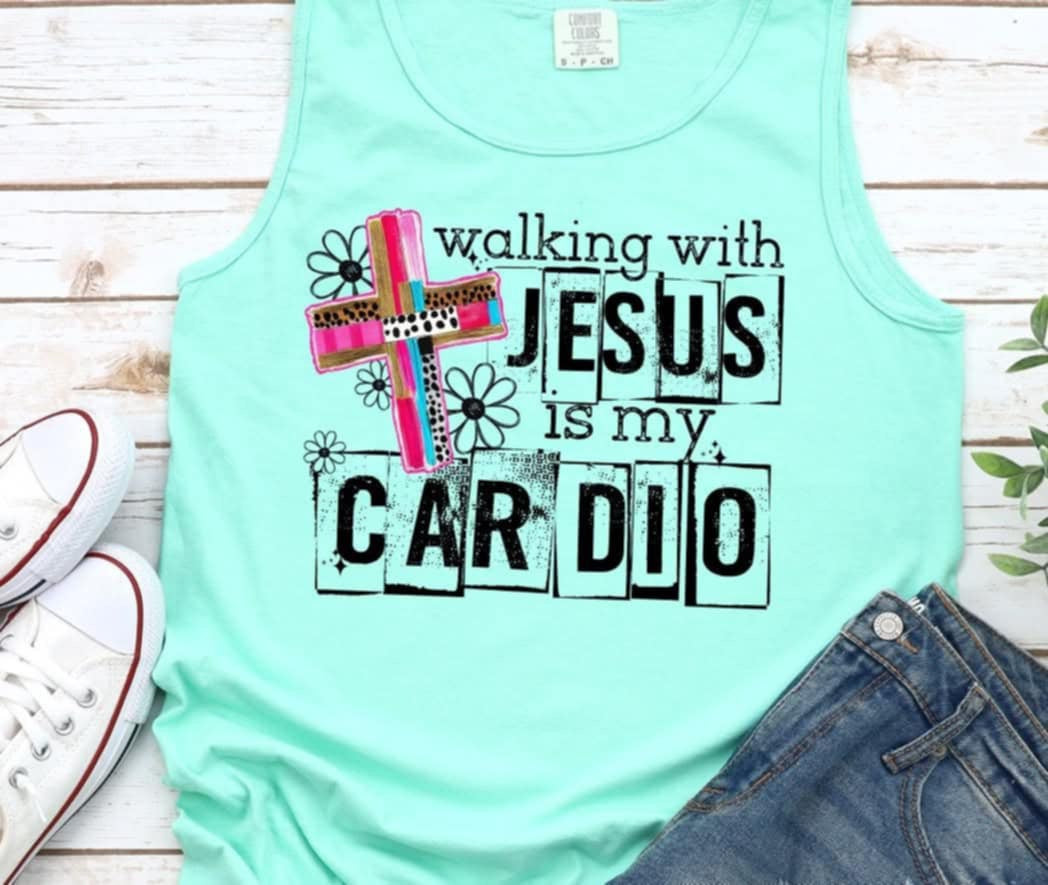 Walk with Jesus is my cardio (S&G) 100417 DTF transfer