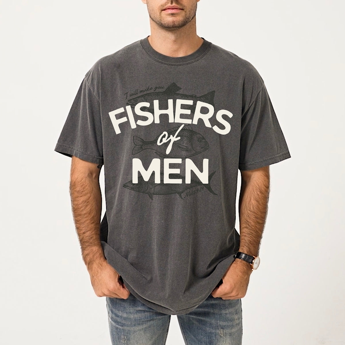 Fishers of men (gray and white) DTF Transfer