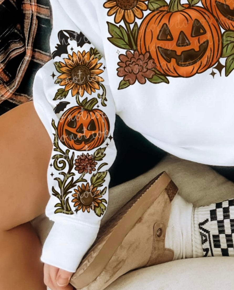 Jack O Lanterns and Sunflowers (sleeve) (MMD) DTF transfer