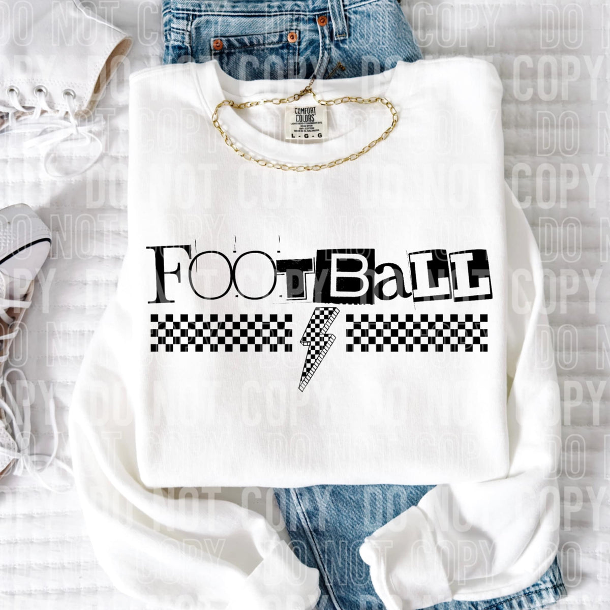 Football checkered lightning bolt 97016 DTF transfer