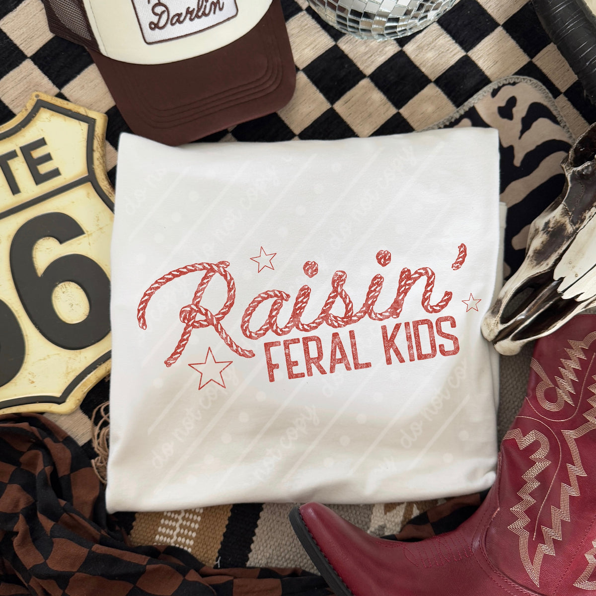 Raising feral kids red (scarlow) DTF Transfer