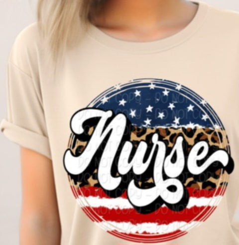 Nurse patriotic circle 92774 DTF transfer