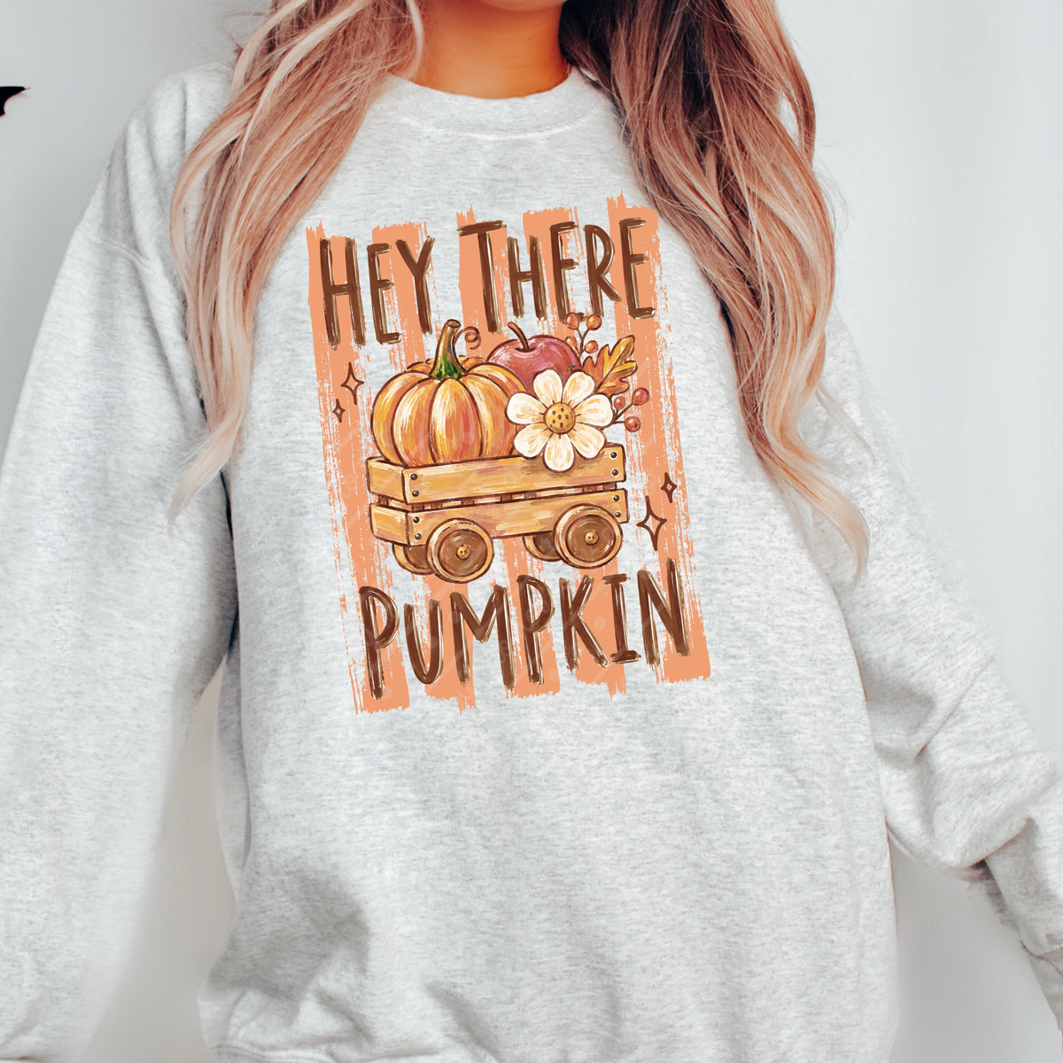 Hey there pumpkin orange stripes DTF Transfer
