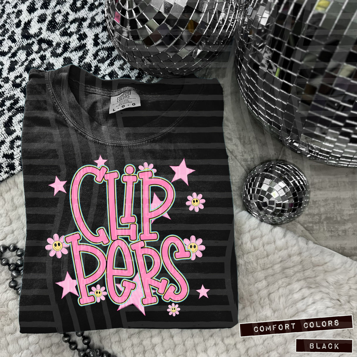 Clippers Pink Flowers And Stars 104926 DTF transfer