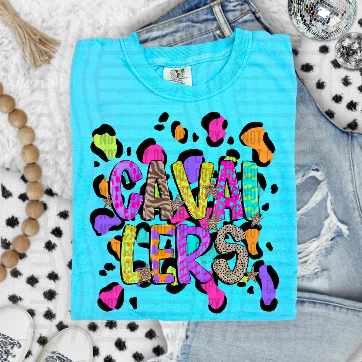 Cavailers Funky Mix Up Leopard Mascot (Caplinger) DTF transfer