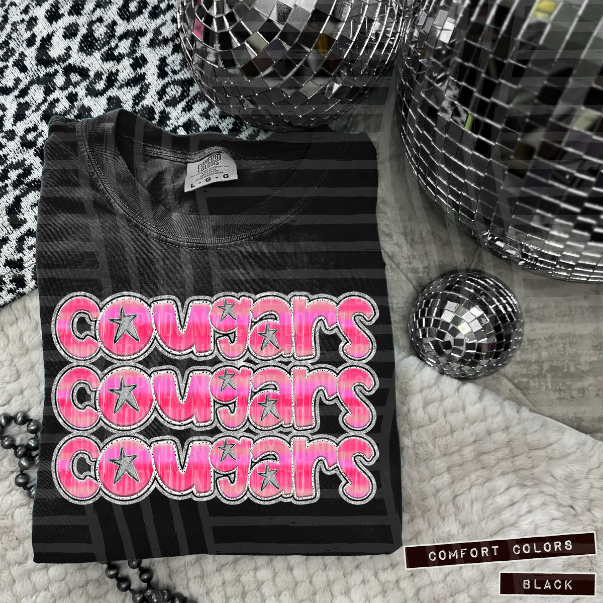 Cougars Pink Stacked (Caplinger) 101904 DTF transfer