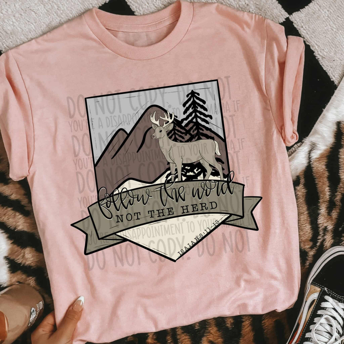 Follow the world not the herd deer scenery (SWD) DTF transfer