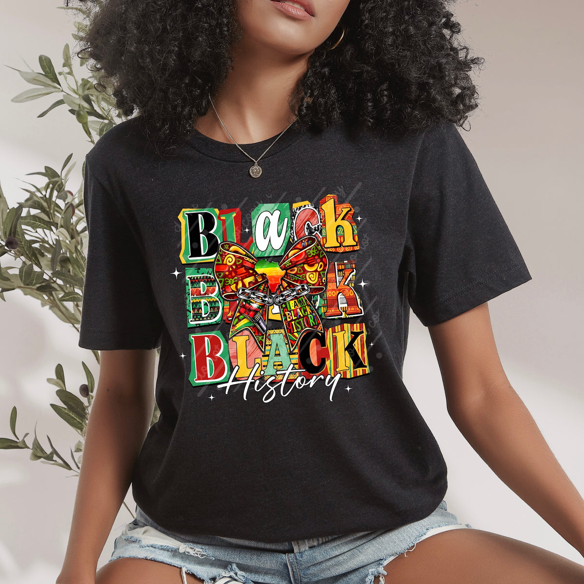 Black History stacked white words DTF Transfer