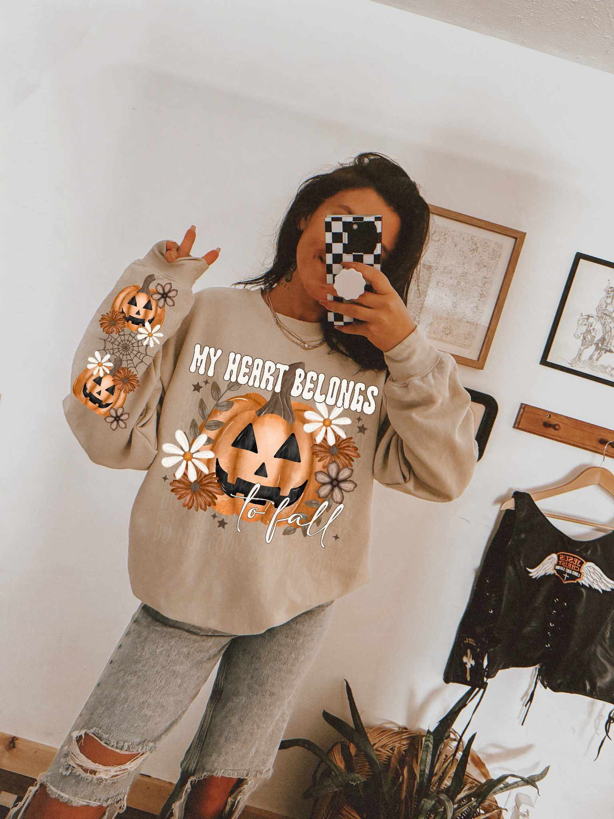 My heart belongs to fall pumpkin FRONT ONLY (CSC) 52319 DTF transfer