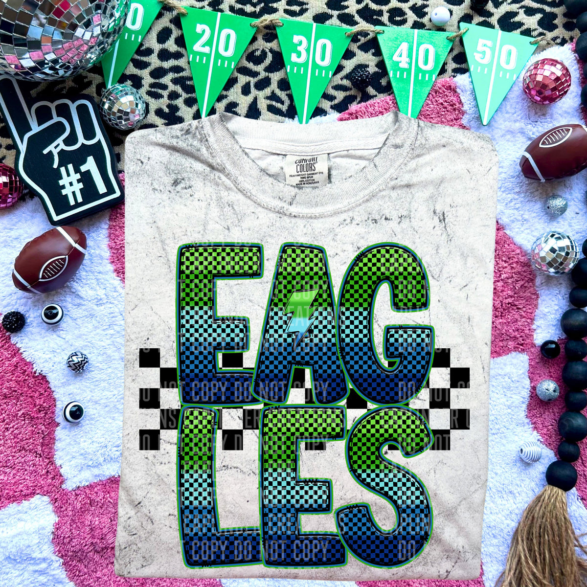 Eagles Blue and Green Checkered (Caplinger) DTF transfer