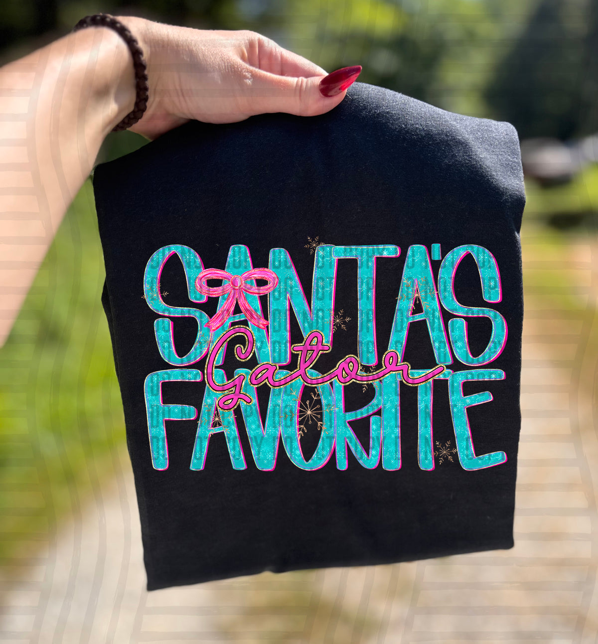 Gator Santas favorite bow (caplinger) DTF transfer