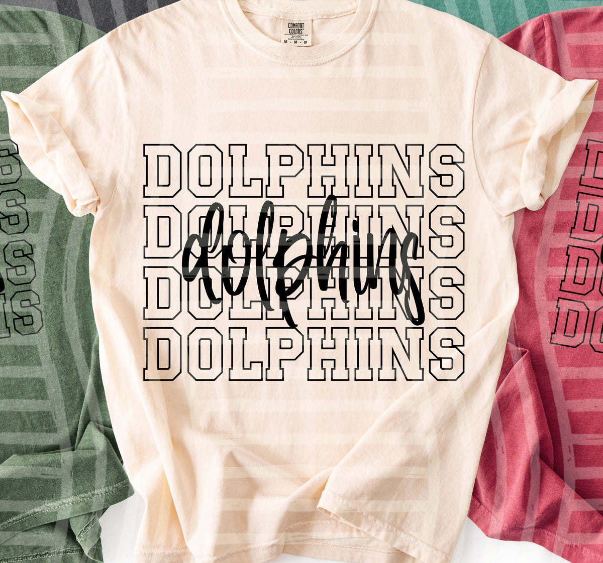 dolphins simple stacked outlines (Caplinger) DTF Transfer