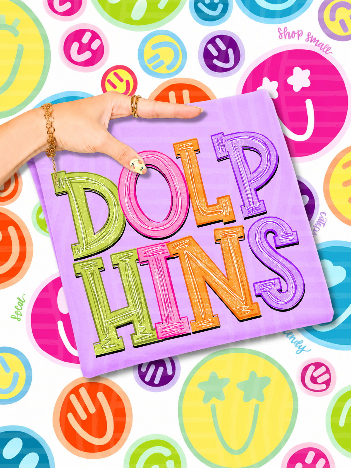 dolphins simply colorful stacked (Caplinger) DTF Transfer