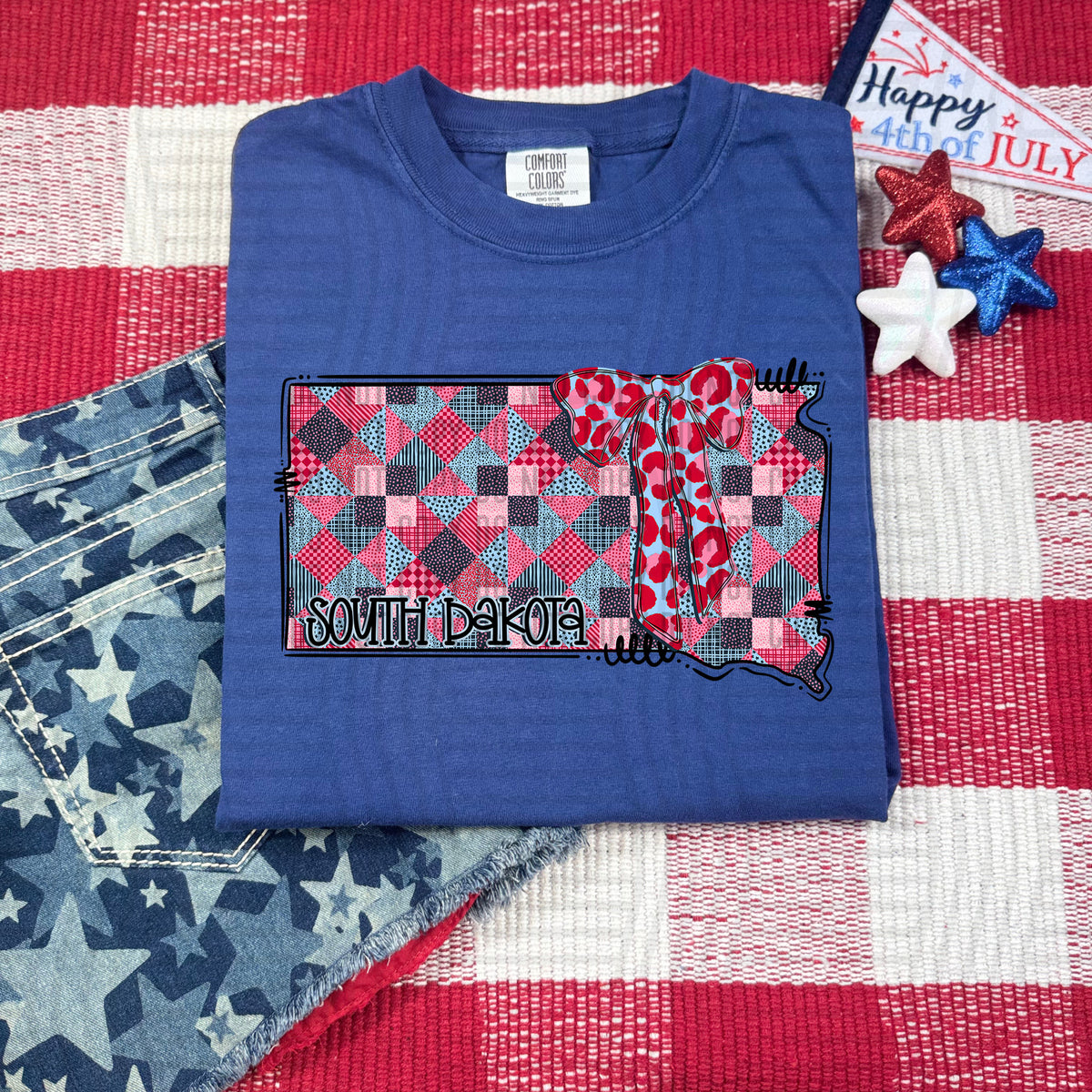 South Dakota RWB faux patchwork (Caplinger) dtf transfer