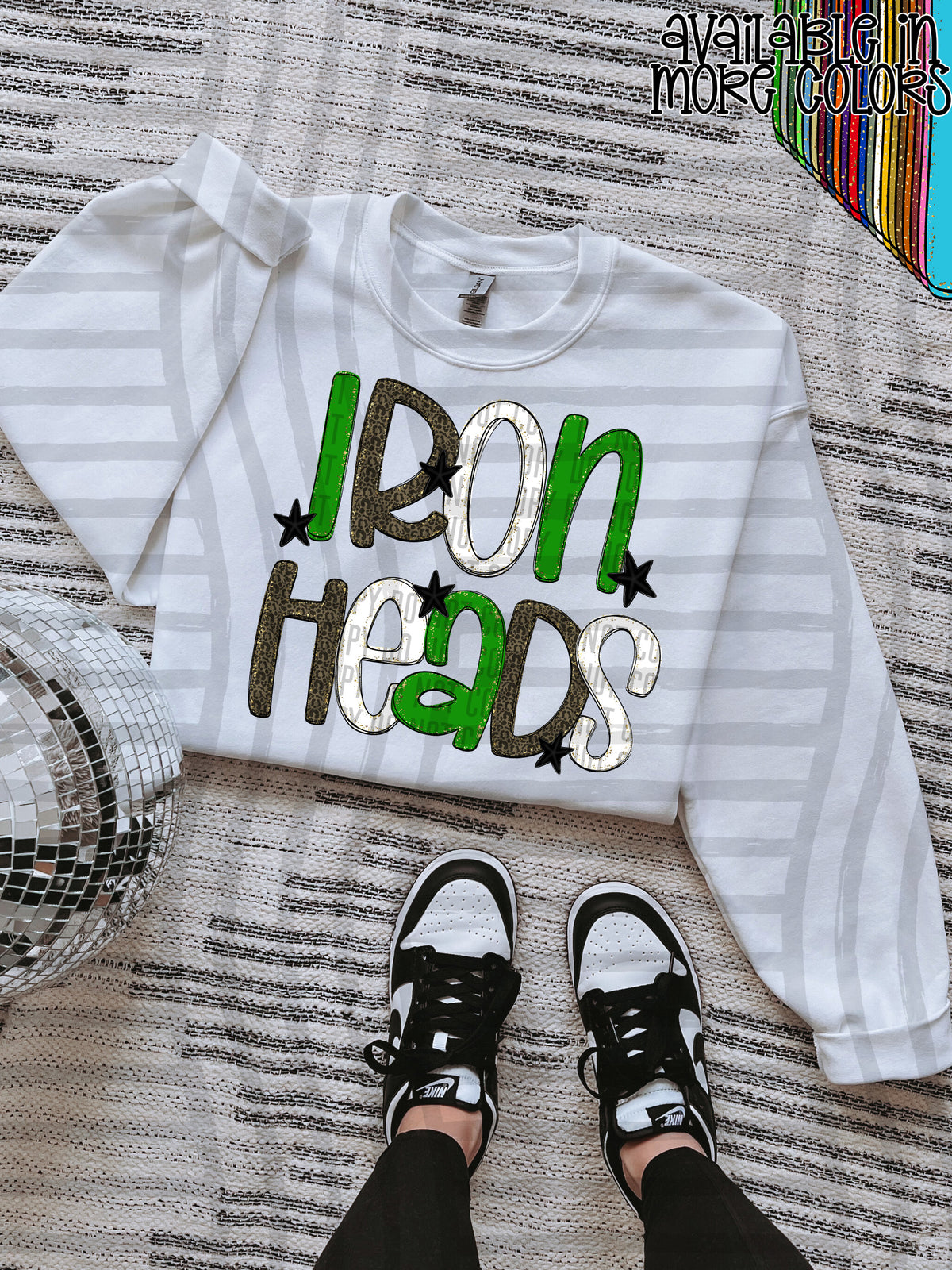 green, gray and white, iron heads stacked (Caplinger) DTF Transfer