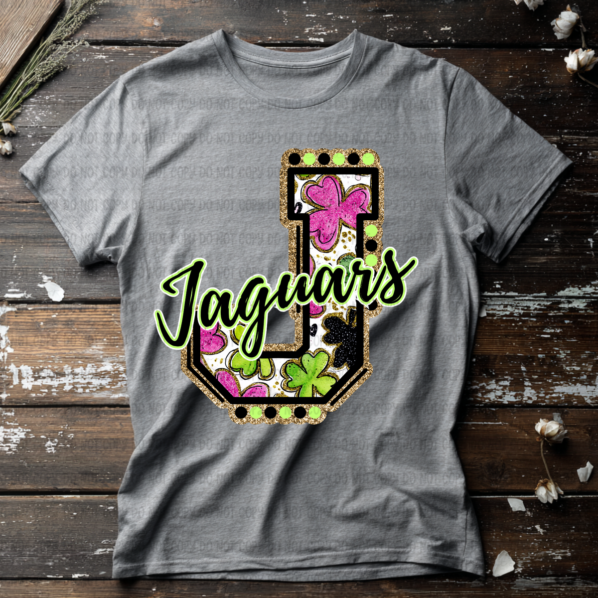 Jaguars letter St. Patrick's Day Pink (Revel) DTF Transfer