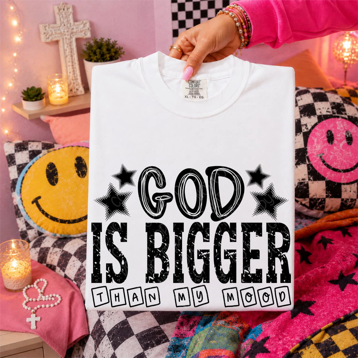 God is bigger than my mood BLACK (DWS) DTF Transfer