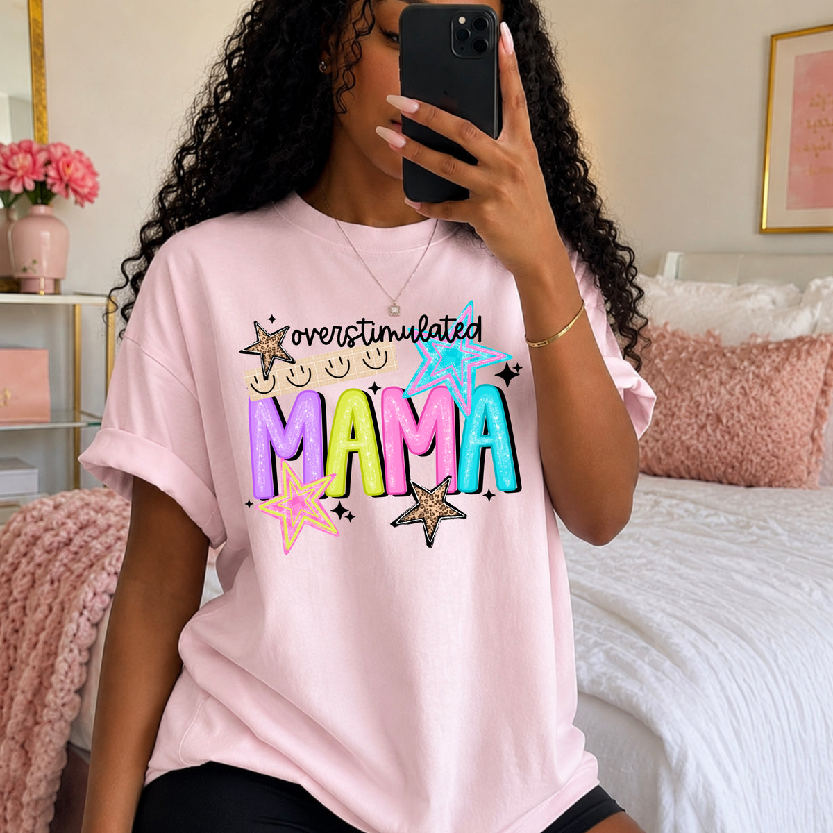 Overstimulated mama (colorful) (CSC) DTF Transfer