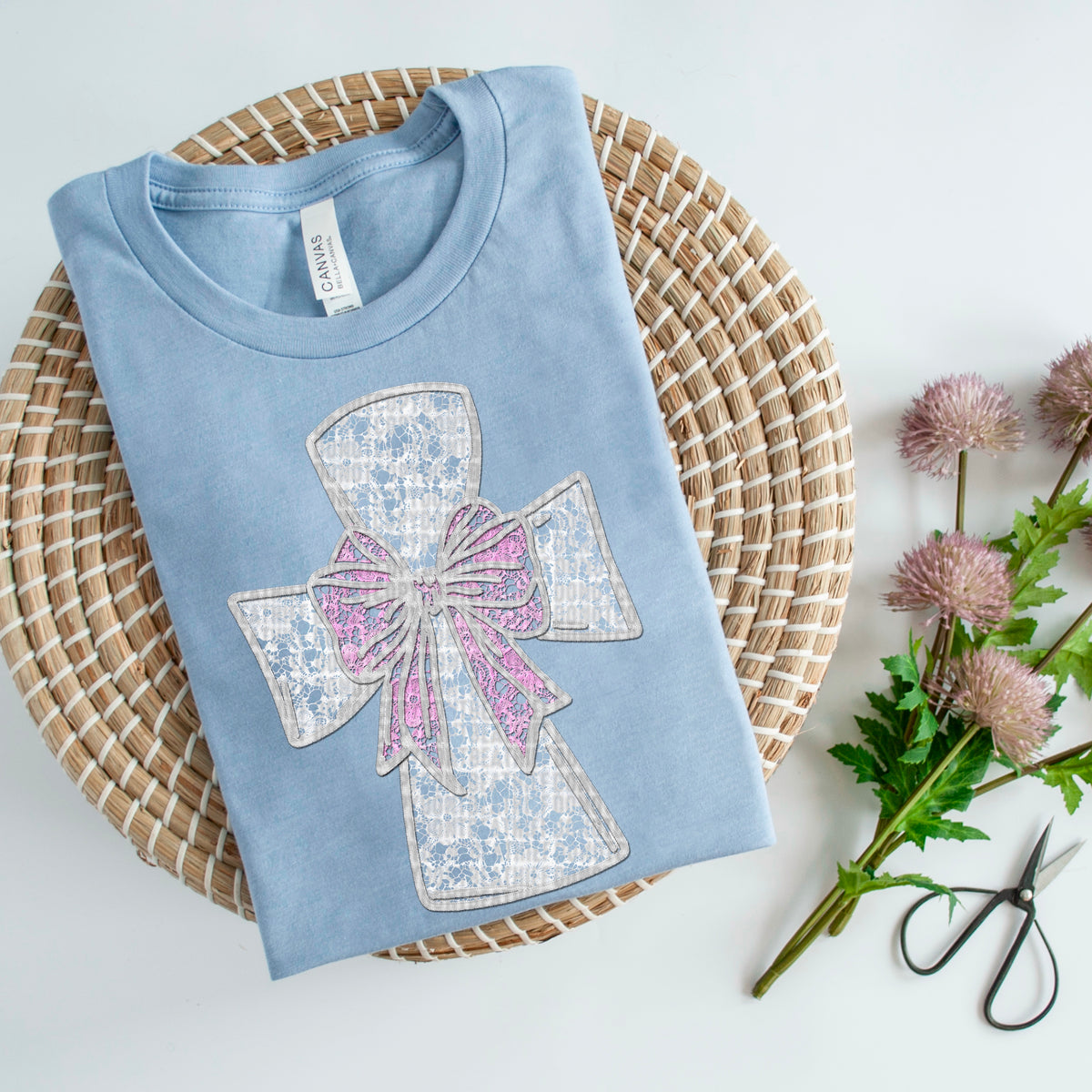 Cross pink bow 93629 DTF transfer