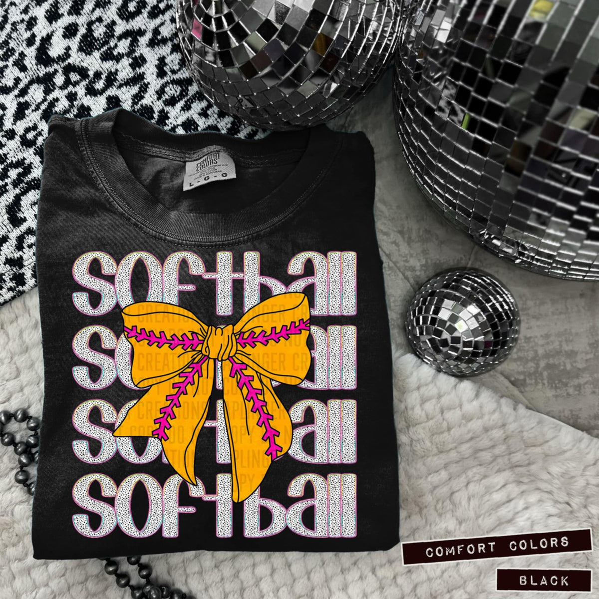 Softball stacked polka dot filled 95934 DTF transfer