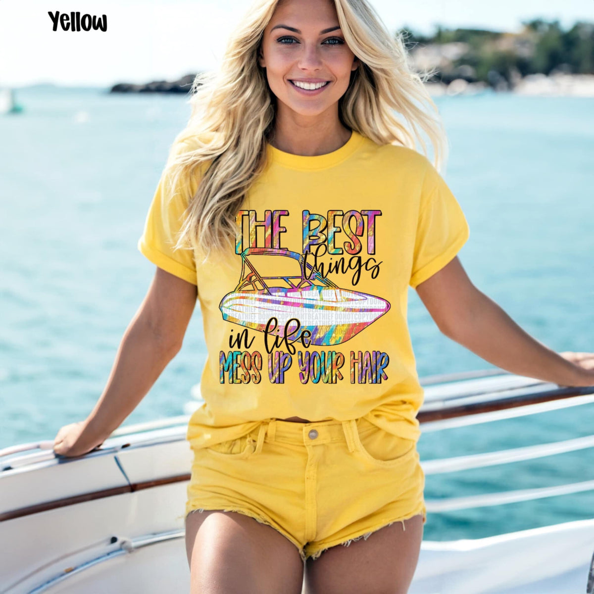 The best things in life mess up your hair speed boat (SDD) 94678 DTF transfer