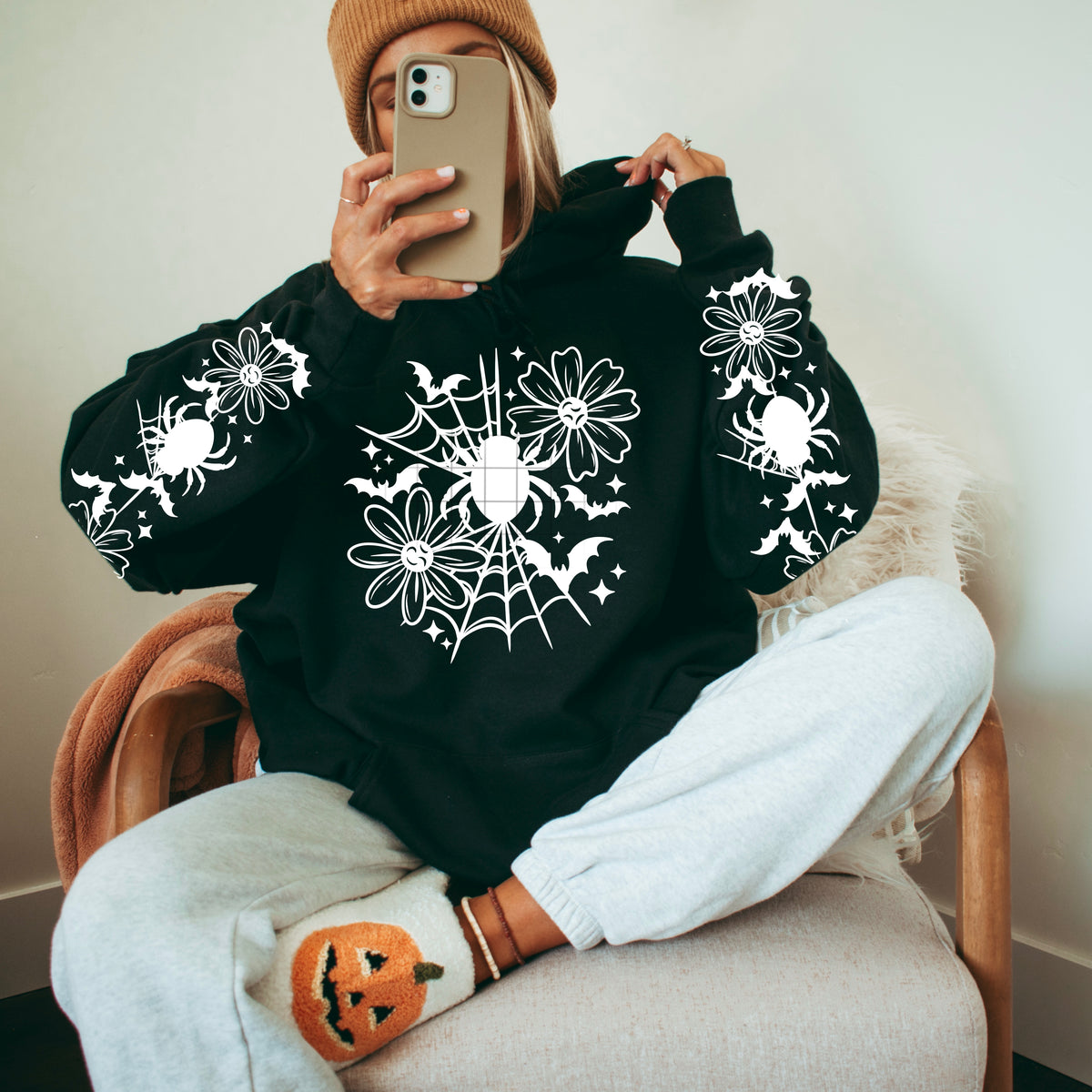 Spider Web Florals WHITE (front only) CSC DTF transfer