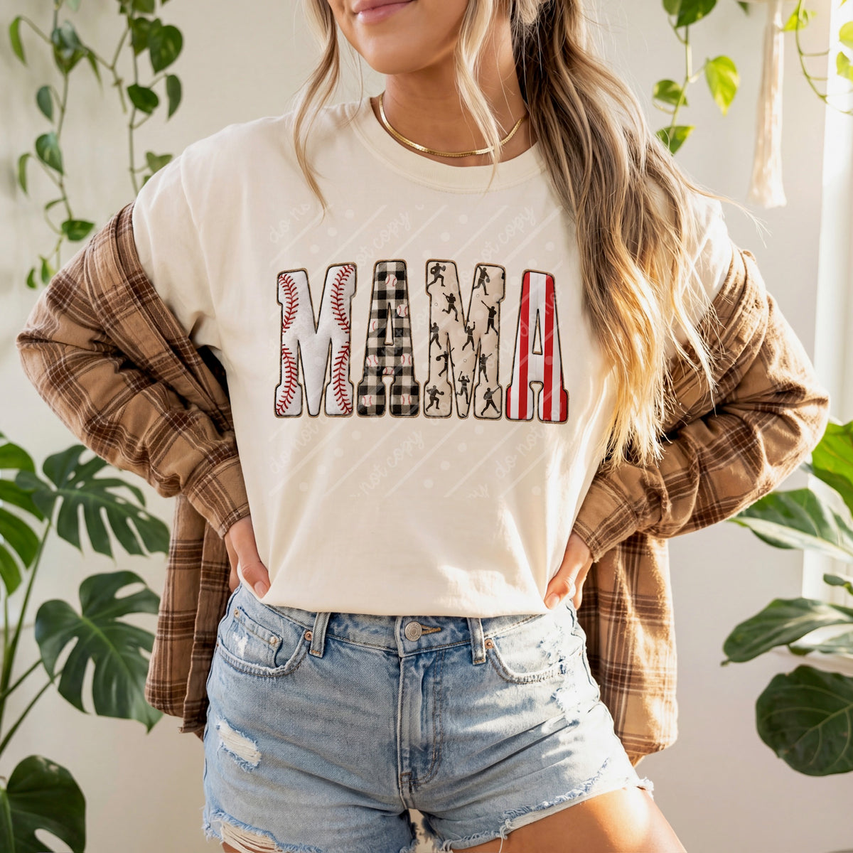 Mama baseball (leopard checker baseball pattern) DTF Transfer