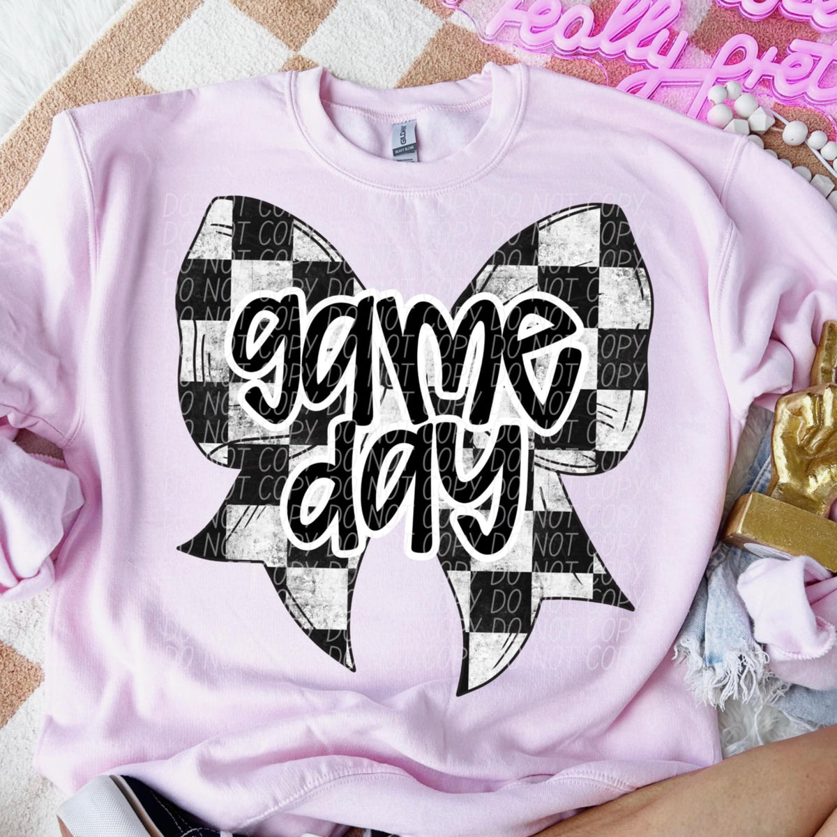 Game day checkered bow (CITY) 91314 DTF transfer