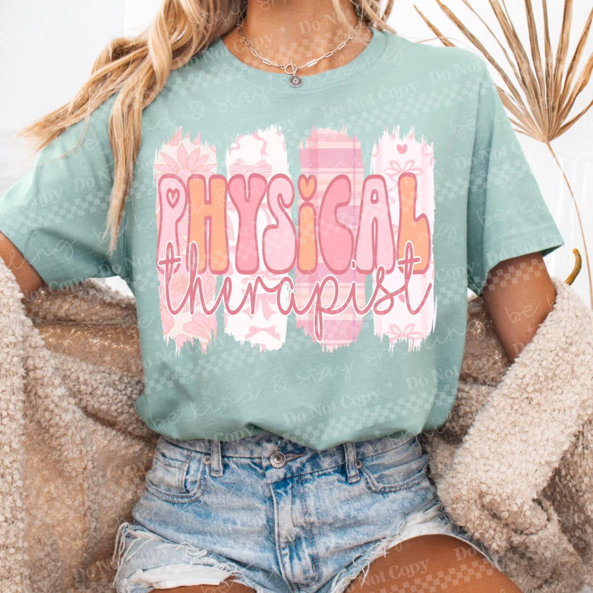 Physical therapist pink patterned brushstrokes (CMLD) 96548 DTF transfer