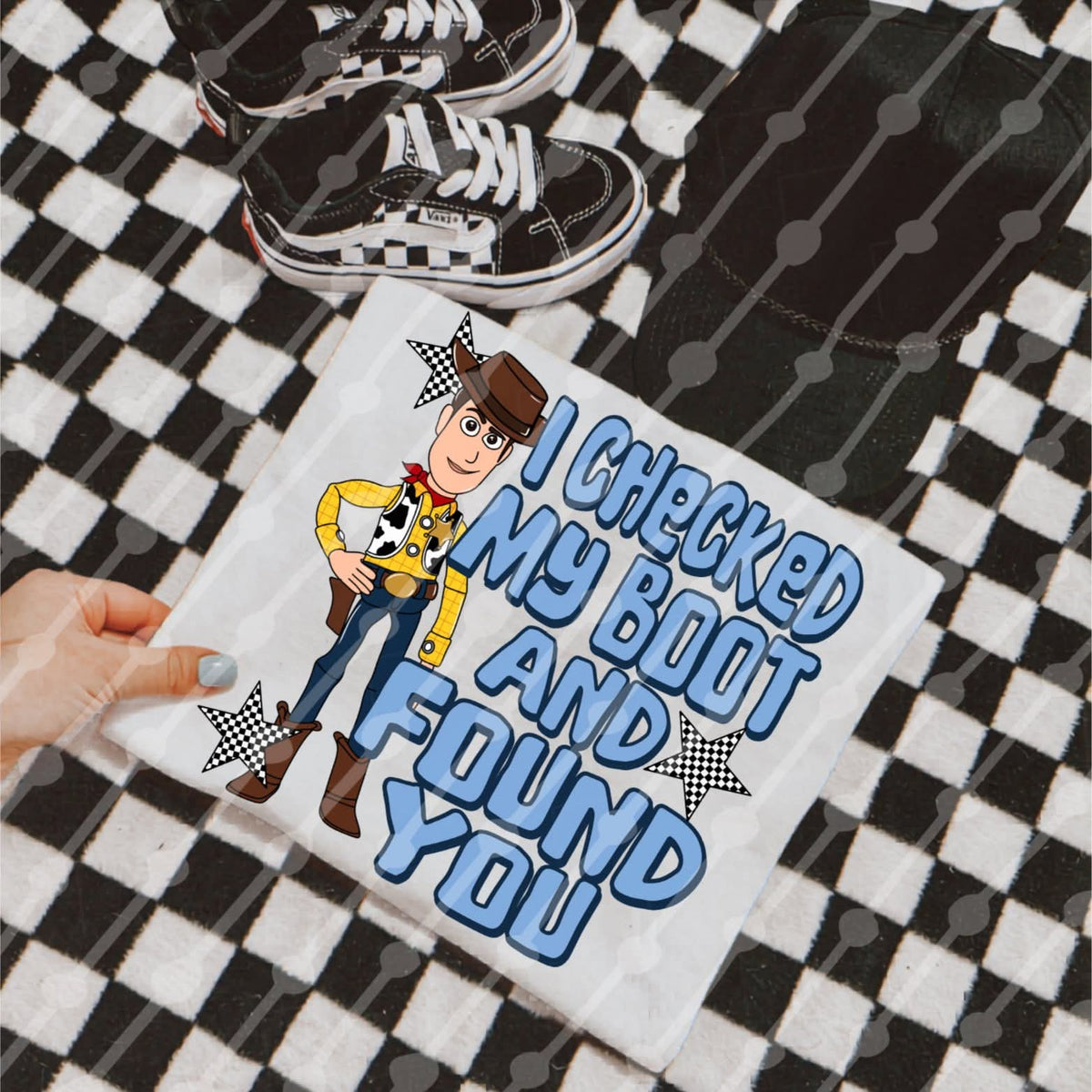 I checked my boot and found you checkered stars (JBD) DTF Transfer