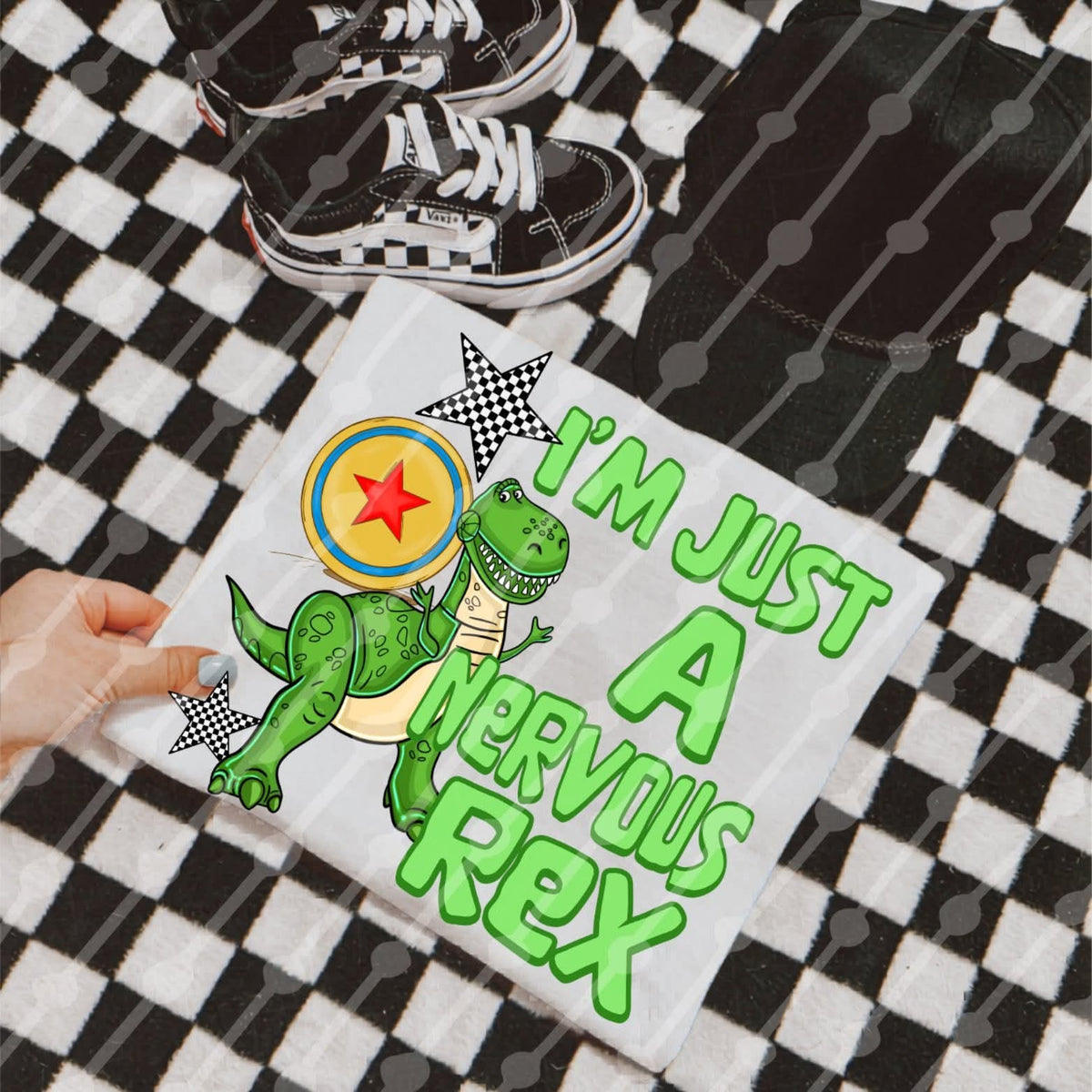 I'm just a nervous rex checkered stars (JBD) DTF Transfer
