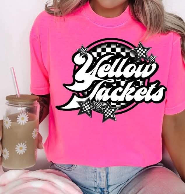 Yellow jackets checkered circle (S&G) 82309 DTF transfer
