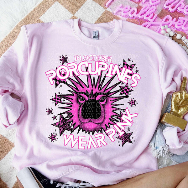 In October porcupines wear pink PINK mascot 60005 DTF transfer