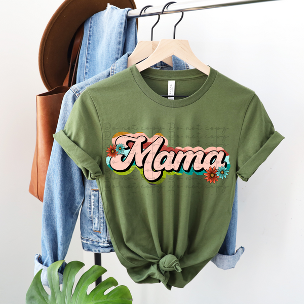 Mama pink retro flowers 4194 DTF TRANSFER