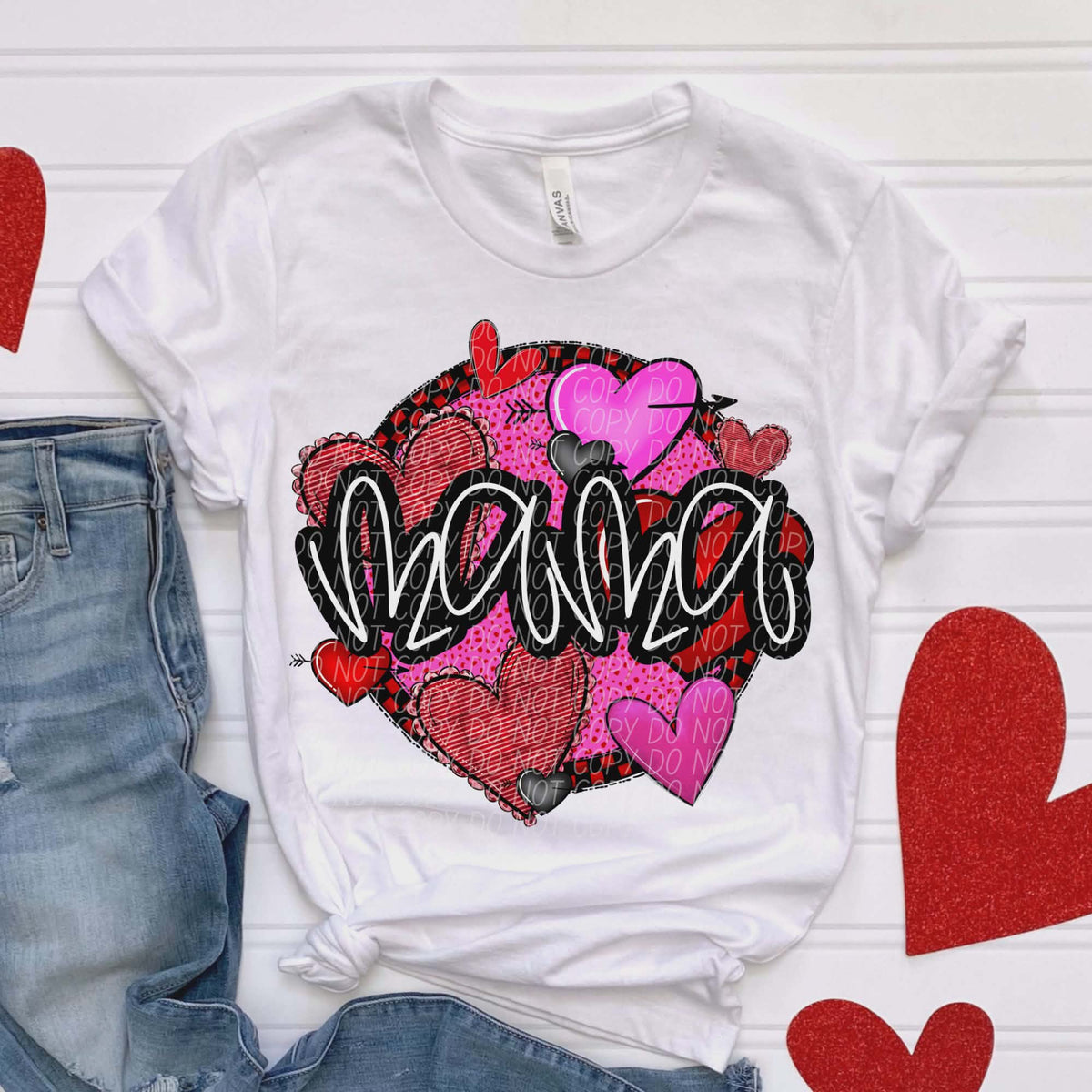 Mama red and black checker circle (city) DTF transfer