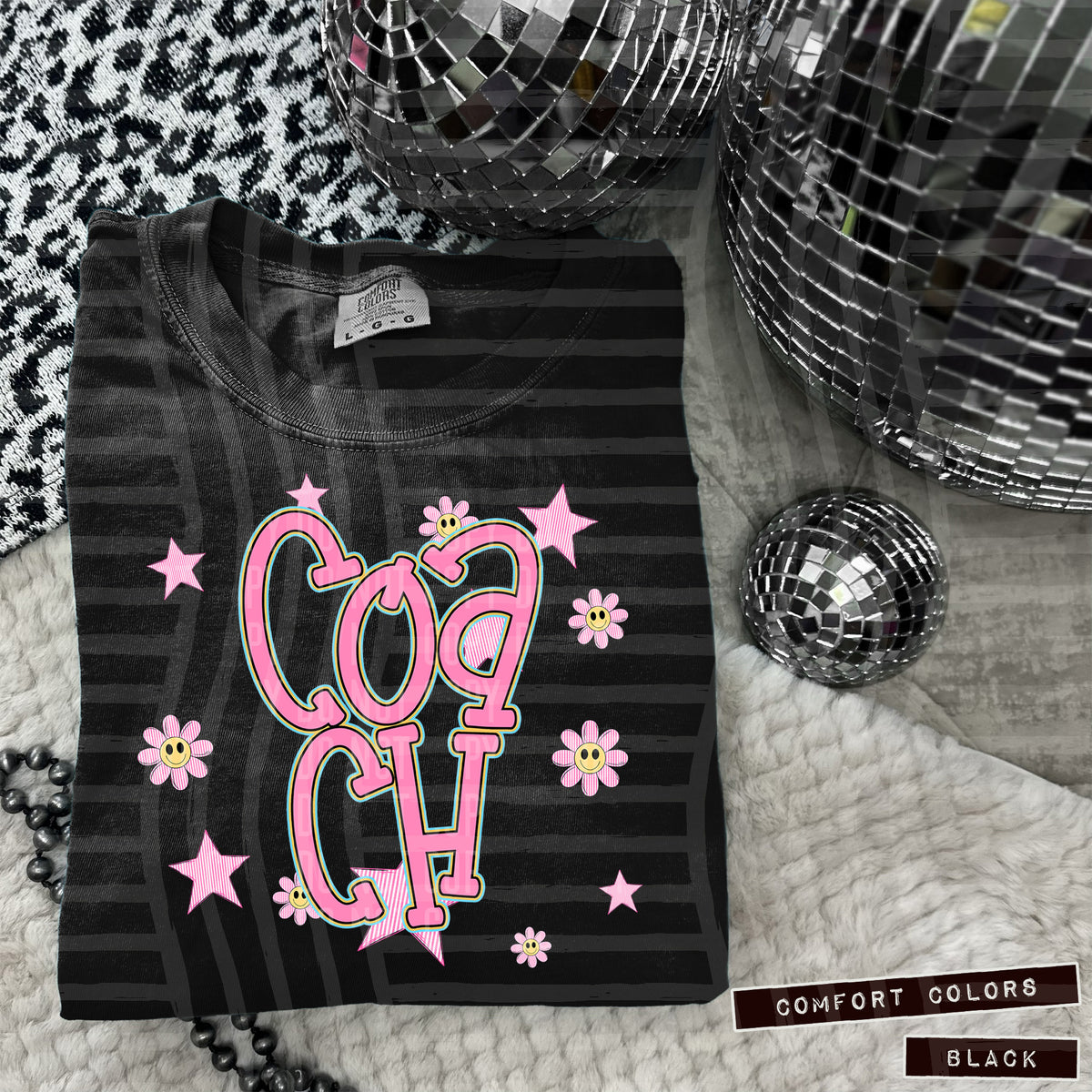 Coach Pink Flowers And Stars 104927 DTF transfer